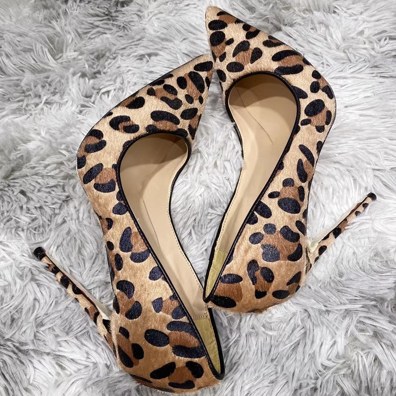 Suede Leopard Print High Heels