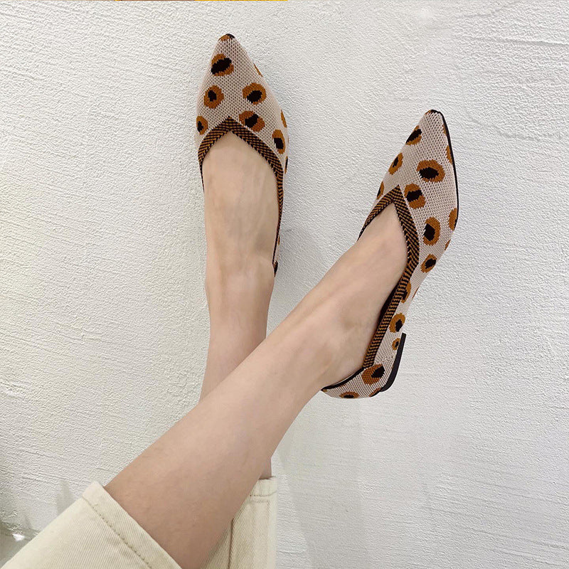 Shallow Mouth Braided Pointed Flat Bottom Shoes