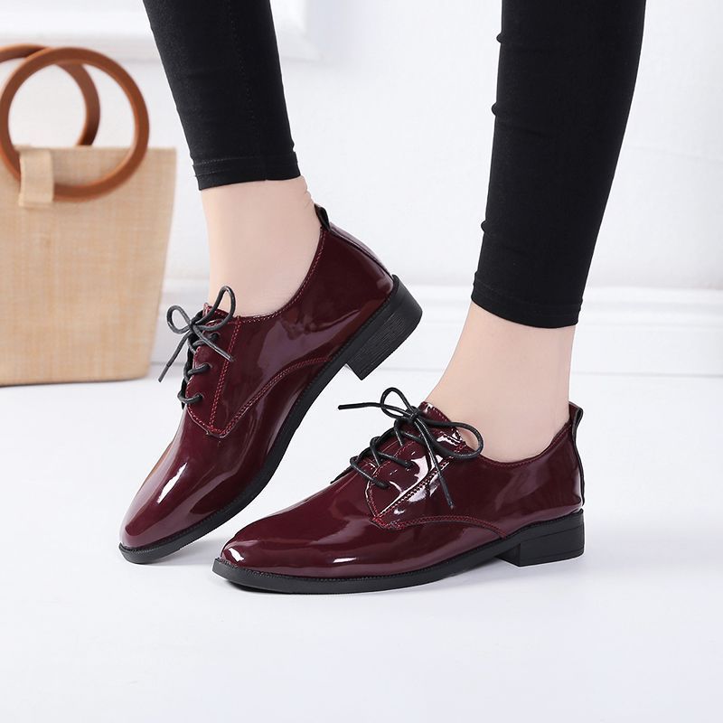 Flat Low Heel Vintage Leather Shoes