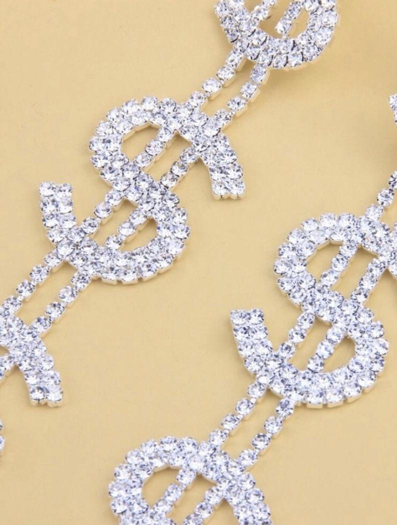 Rhinestone Dollar Drop Earrings