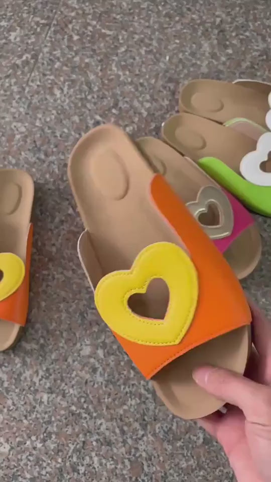 Hollow Love Heart-shape Design Flat Slippers