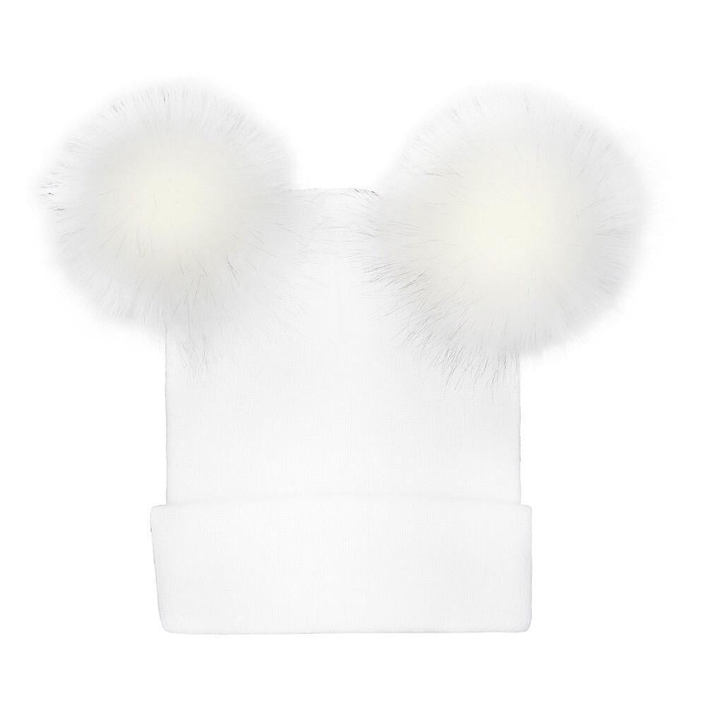 DOUBLE POM POM KNITTED HAT