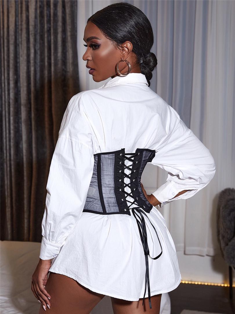 Mesh Lace Up Back Corset Belt