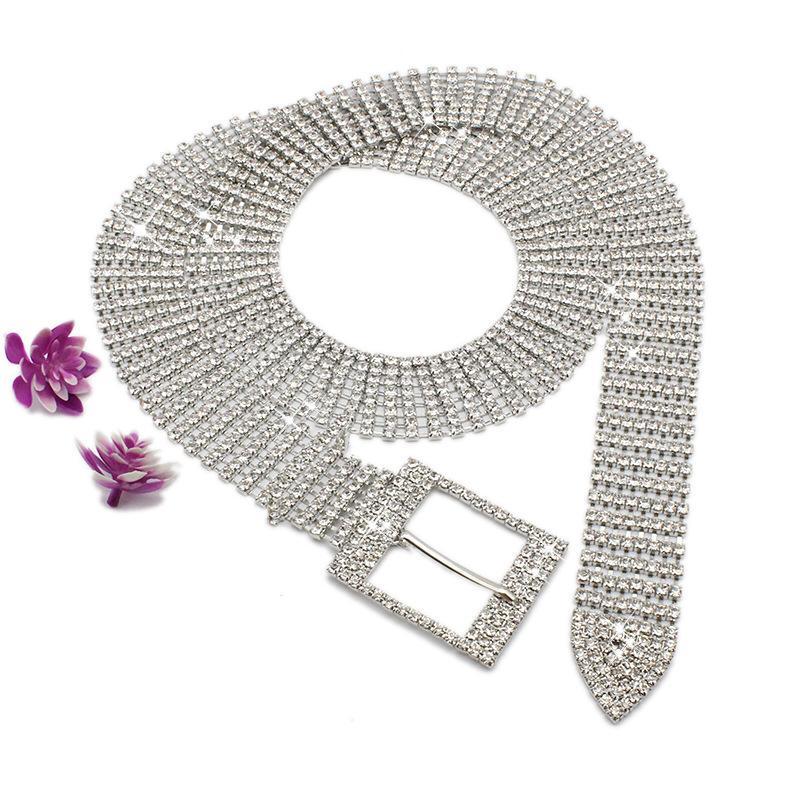 Allover Rhinestone Bling Waist Buckled Belt