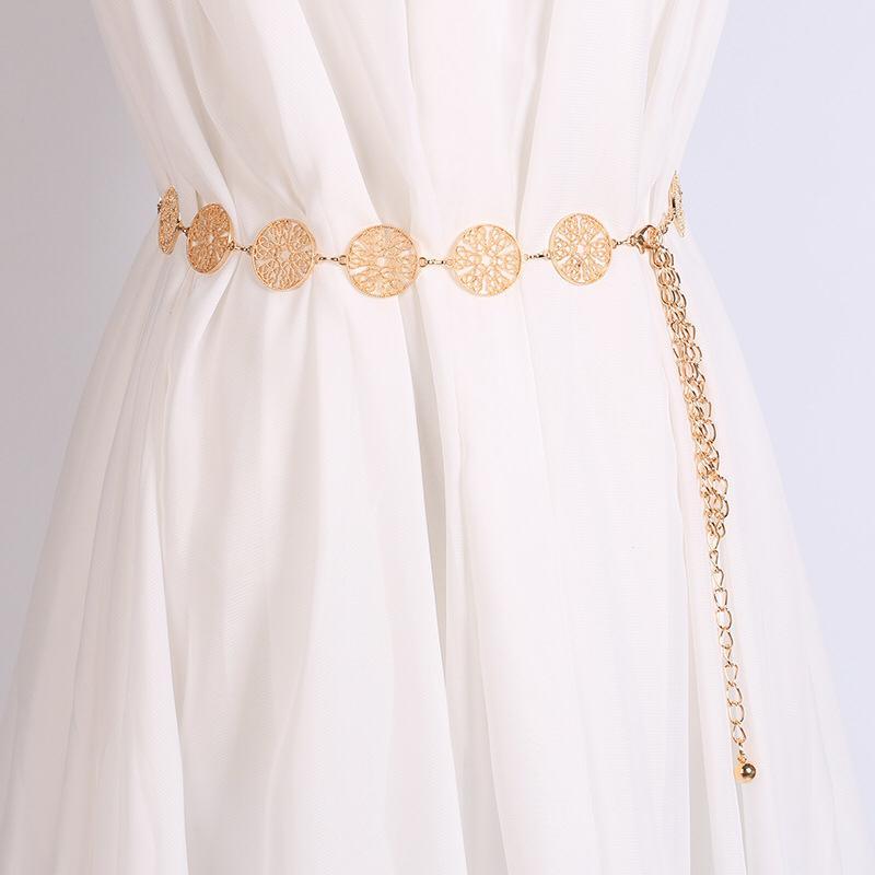 Textured Coin Charm Waist Belts