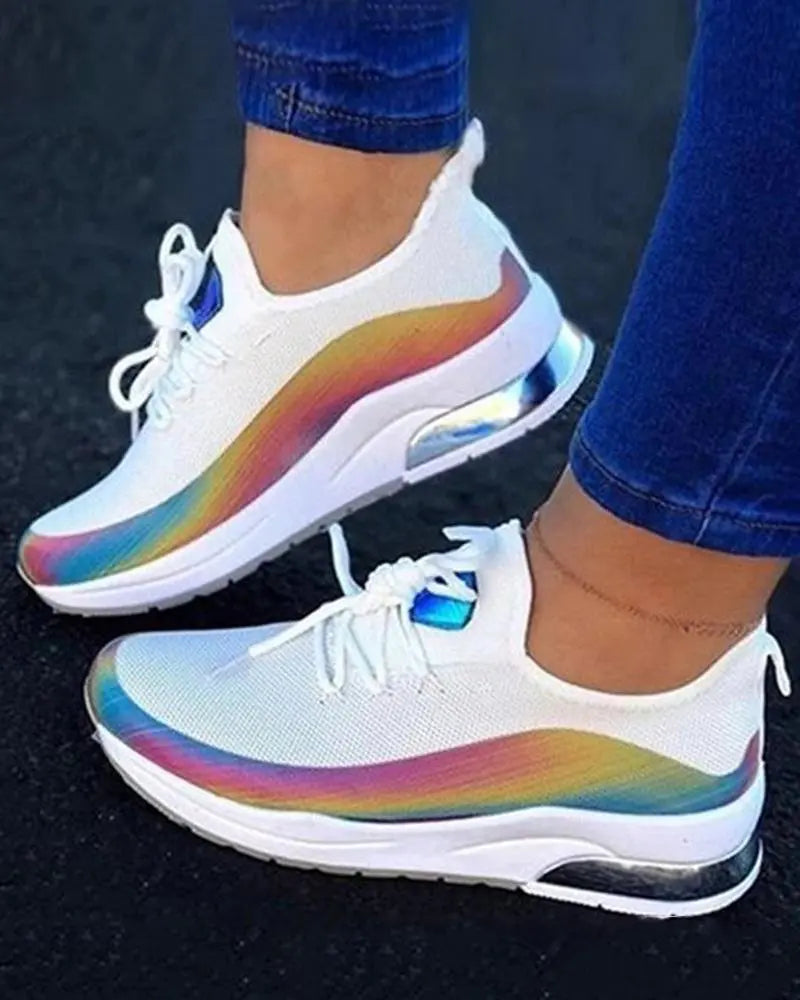 Colorblock Lace-up Breathable Sneakers