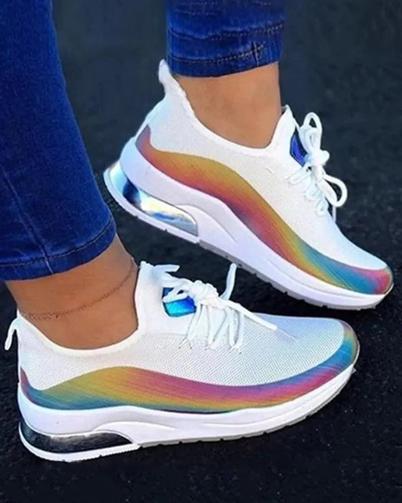 Colorblock Lace-up Breathable Sneakers