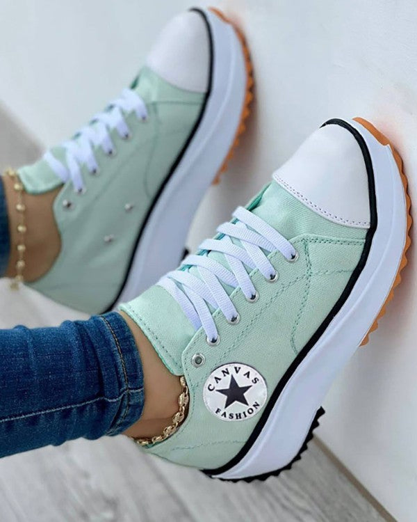 Lace-up Platform Canvas Shoes