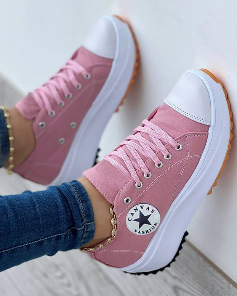 Lace-up Platform Canvas Shoes