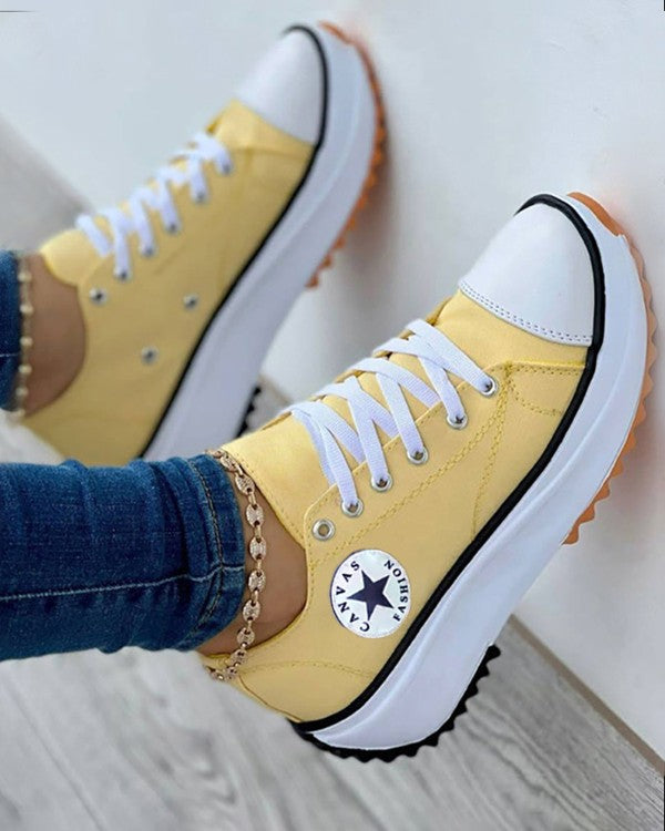 Lace-up Platform Canvas Shoes