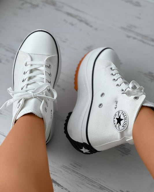 High Top Lace-up Platform Canvas Sneaker