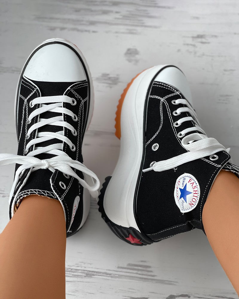 High Top Lace-up Platform Canvas Sneaker