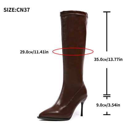 Knight-Style Pointed-Toe Stiletto Boots