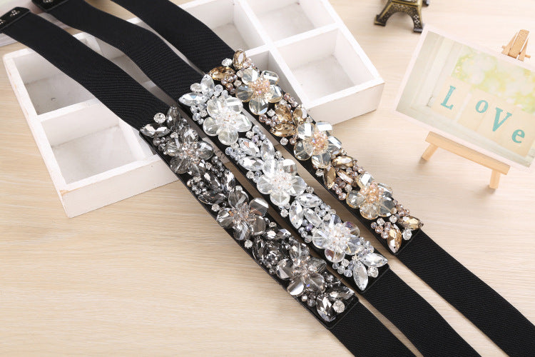 Rhinestone Crystal Waist Elastic Belts