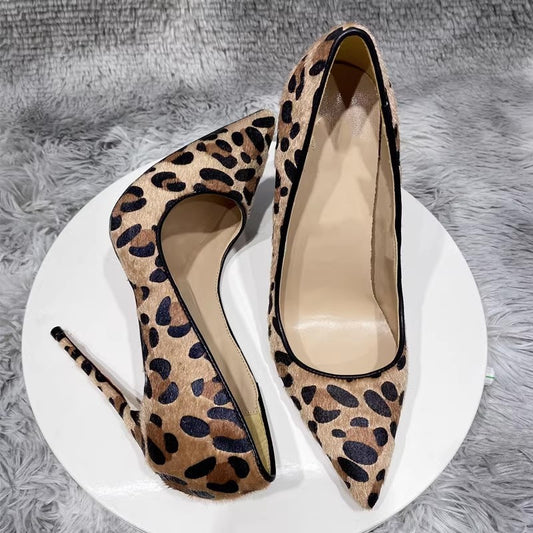 Suede Leopard Print High Heels