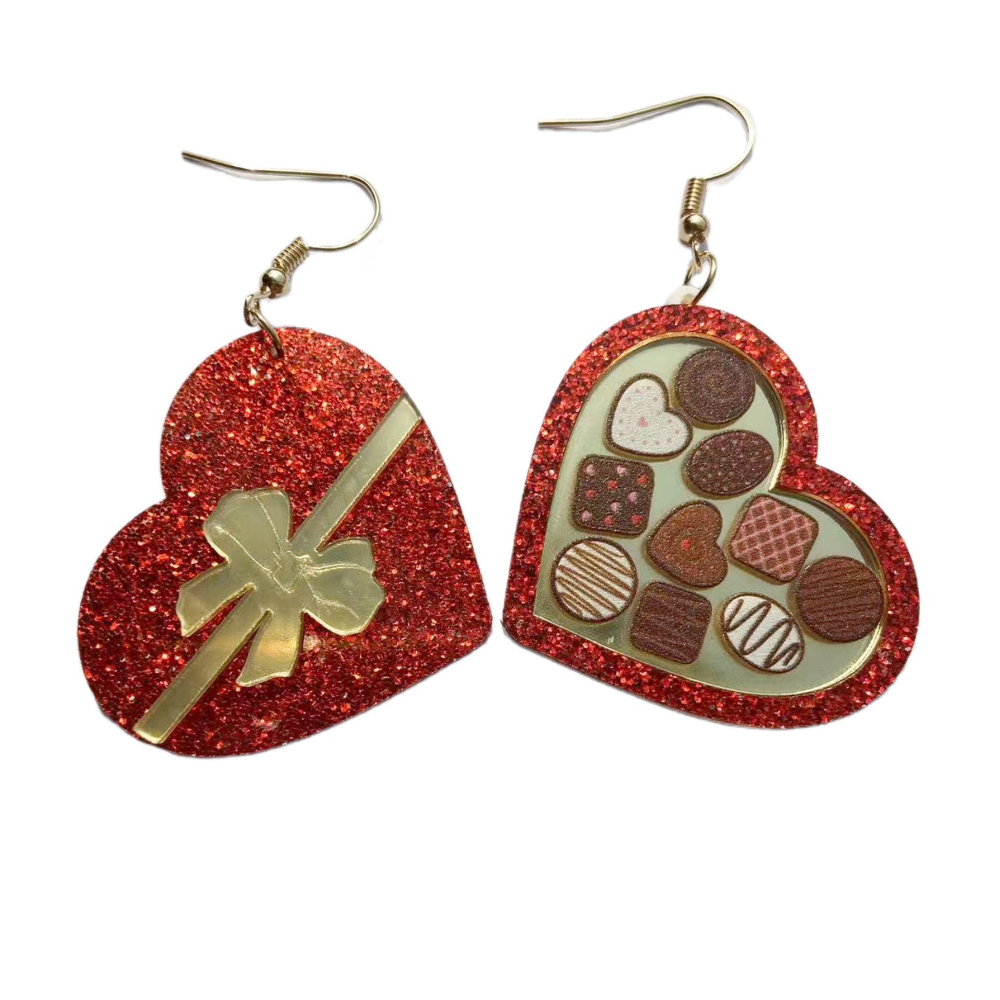 Heart-shaped Earrings Peach Heart Rocket Gift Box Ice Cream Earrings