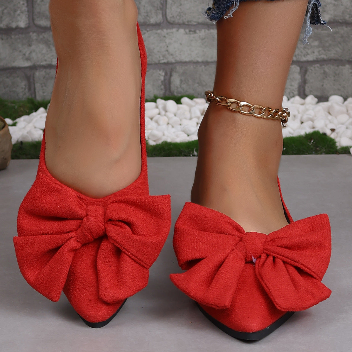 Big Bow Flat Pointed-toe Low-Heel Shoes