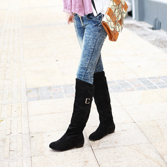 High Leg Suede Ethnic Style Knight Boots