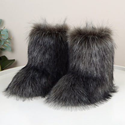 Wild Warm Mid-Calf Fur Boots