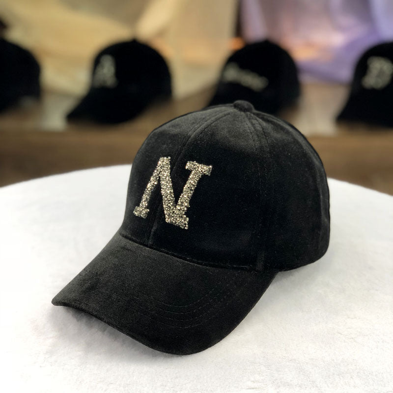 Letter Gold Velvet Baseball Cap