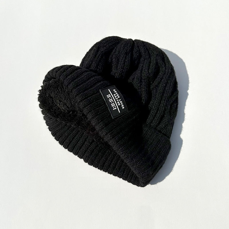 Woolen Cap Fleece Lined Padded Warm Keeping Knitted Hats