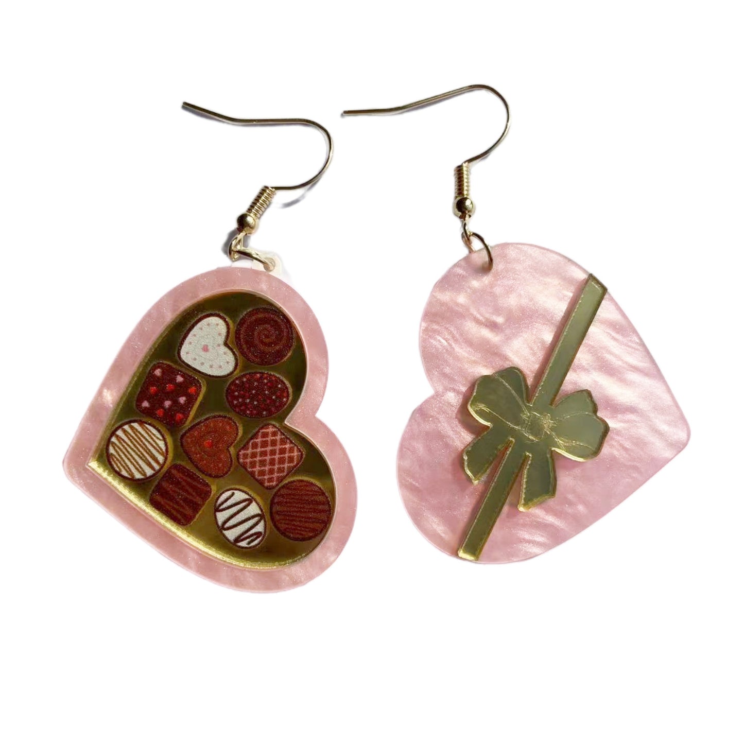 Heart-shaped Earrings Peach Heart Rocket Gift Box Ice Cream Earrings