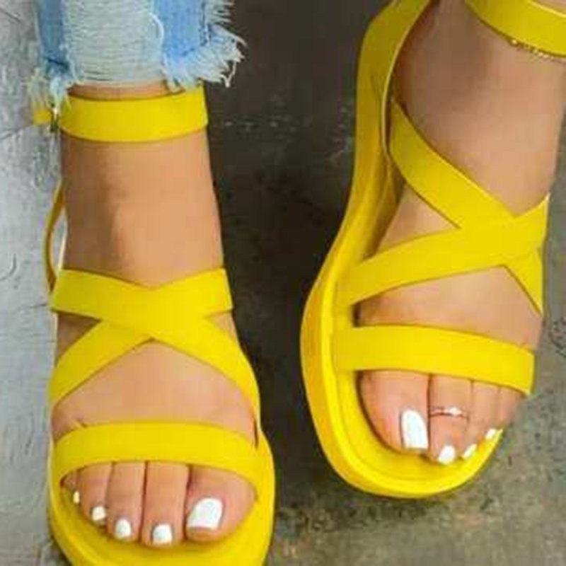 Ankle Cross Strap Flat Sandals