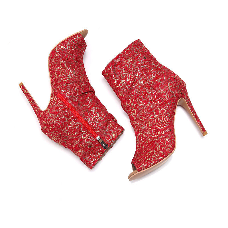 Red Hollow High Heels