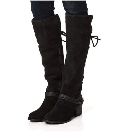 Chunky Back Bandage Tall Knight Boots
