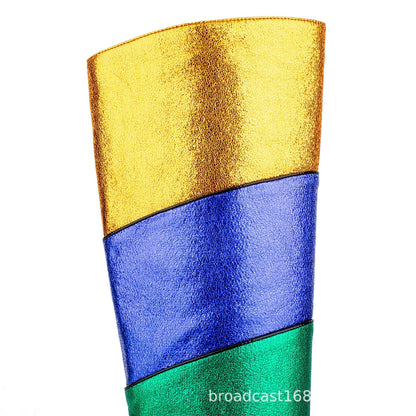 Tribal Card Metal Rainbow Color-blocking Pointed Chunky Heel Boots