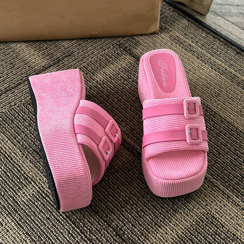 Wedge Platform Slipper Sandals