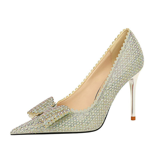 Sweet Princess Bow Toe Thin Shallow Mouth High Heels