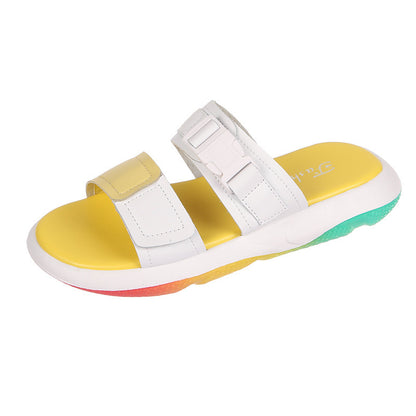 Rainbow Color Strap Slippers