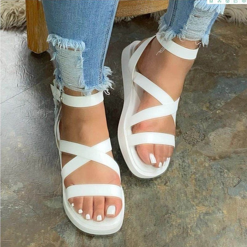 Ankle Cross Strap Flat Sandals