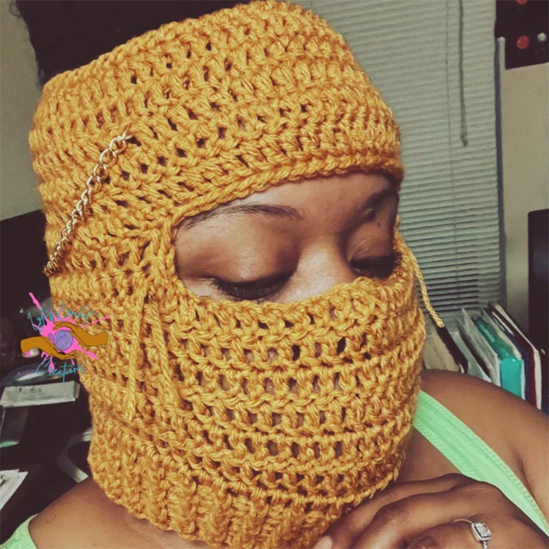 Hand-crocheted Balaclava Air Top Wind Mask Cap