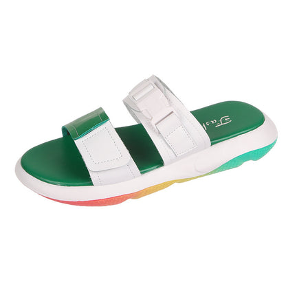 Rainbow Color Strap Slippers