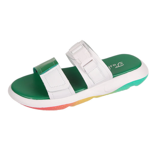 Rainbow Color Strap Slippers
