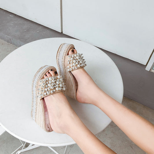 Pearl Woven Wedge Heels