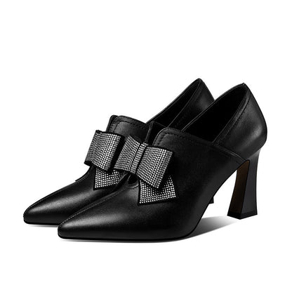 Rhinestone Bow High Heels