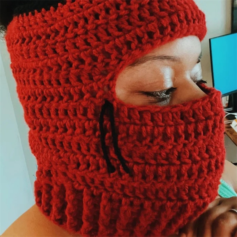 Hand-crocheted Balaclava Air Top Wind Mask Cap