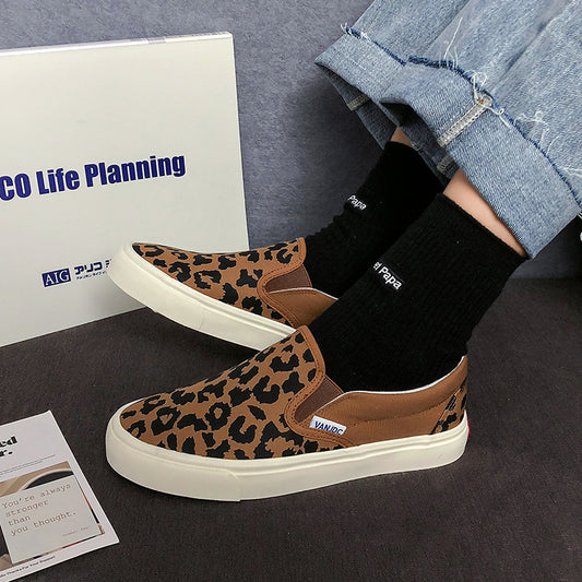 Versatile Slip-on Leopard Print Canvas Shoes