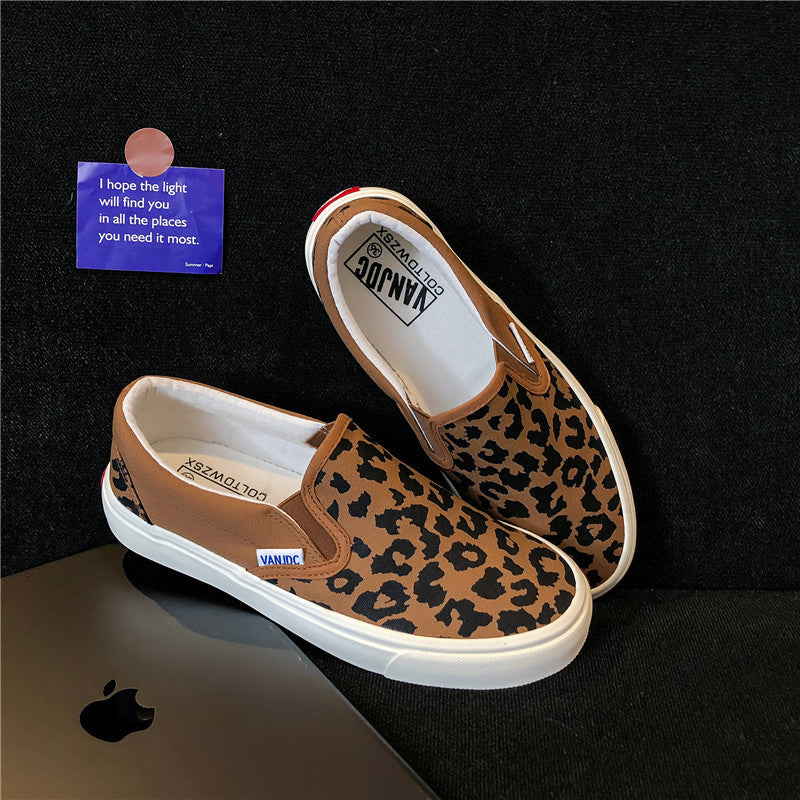 Versatile Slip-on Leopard Print Canvas Shoes