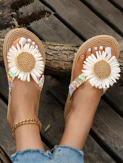 Woven Herringbone Flip-flop Slippers