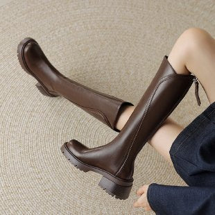 Retro Long Riding Boots With Back Zipper