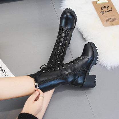 Thick Bottom Lace-up Boots