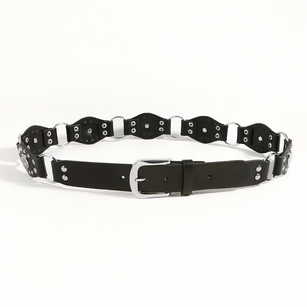 Vintage Riveted Metal Buckle Belt