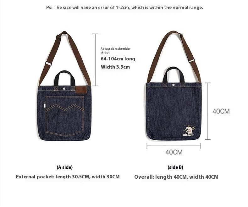 American Retro Denim Shoulder Bag