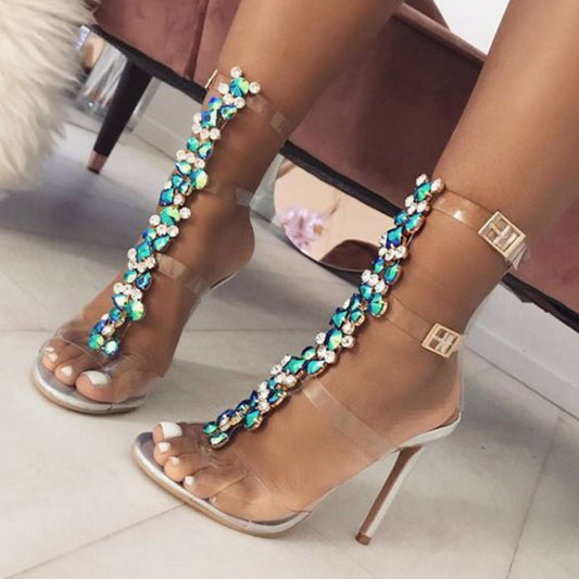 Jewel Clear Strap Heel Sandal