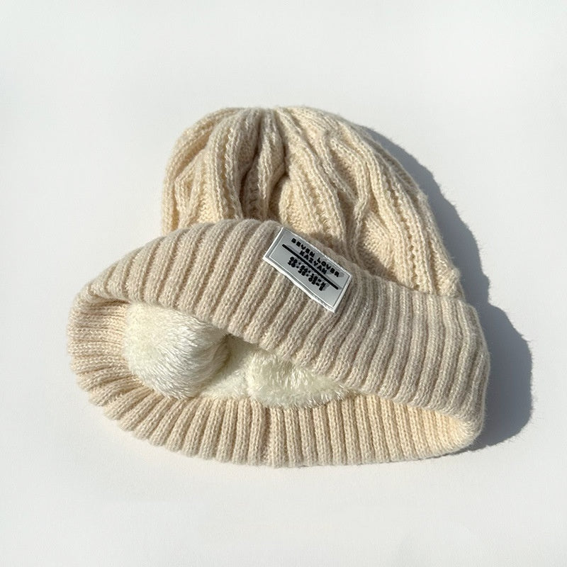 Woolen Cap Fleece Lined Padded Warm Keeping Knitted Hats