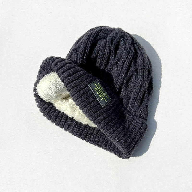 Woolen Cap Fleece Lined Padded Warm Keeping Knitted Hats